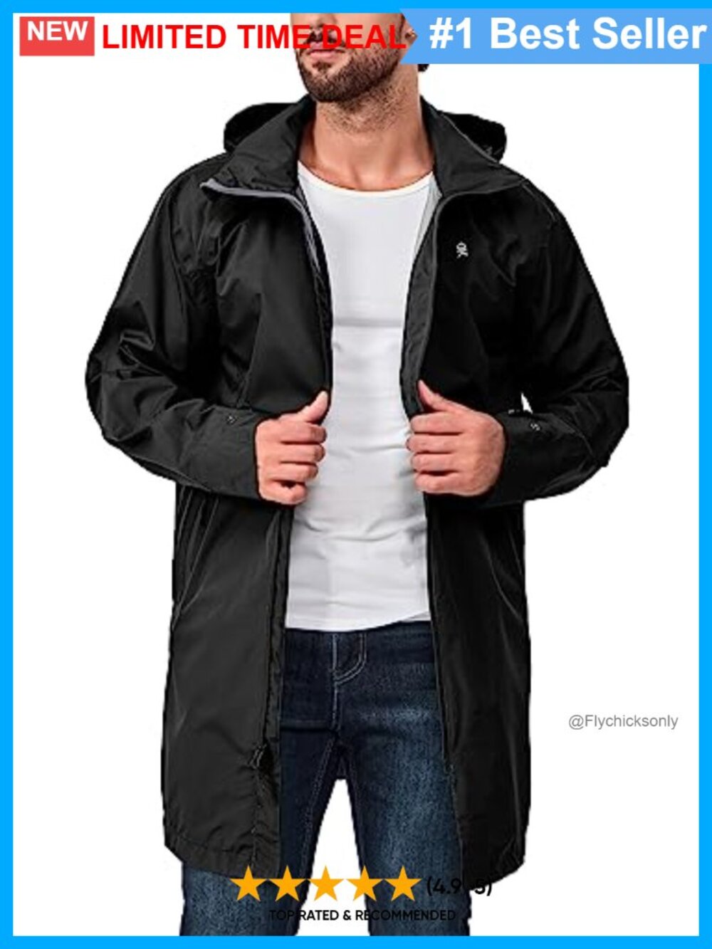 Waterproof Long Rain Shell Jacket Windbreaker